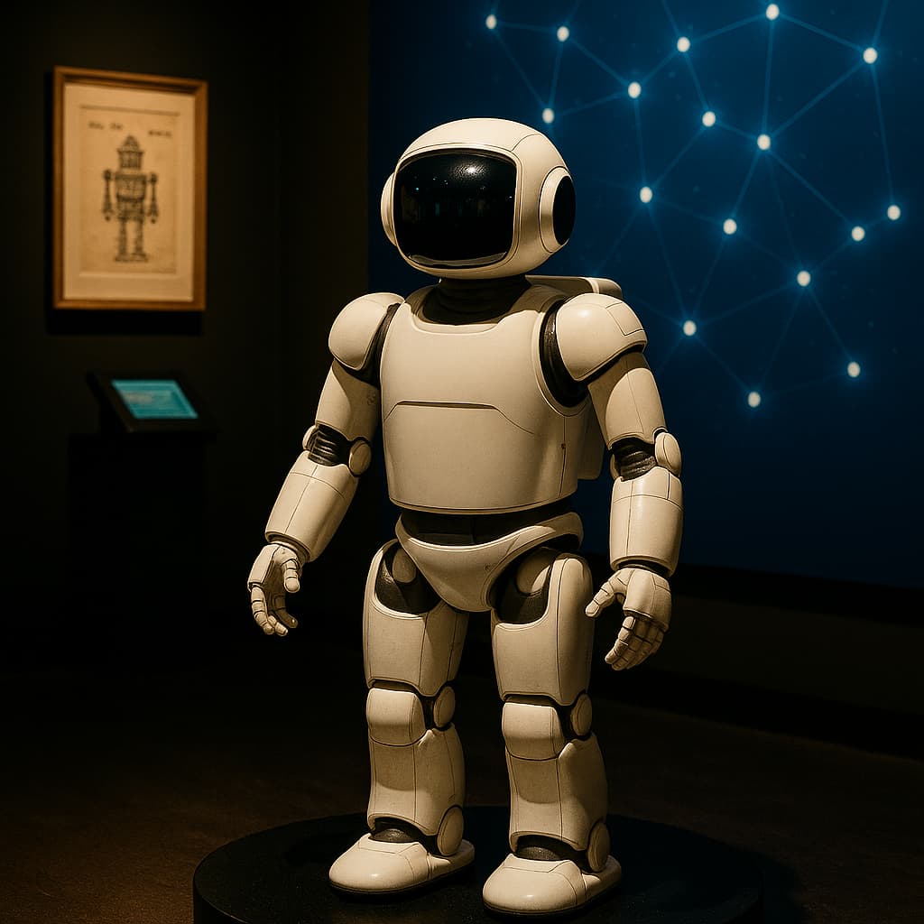 Humanoid robot in a robotics and AI exhibition.